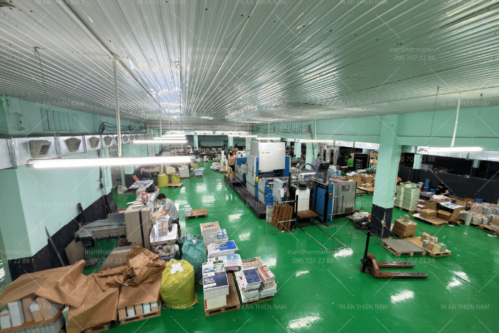 Hệ thống máy móc tại Xưởng in Thiên Nam